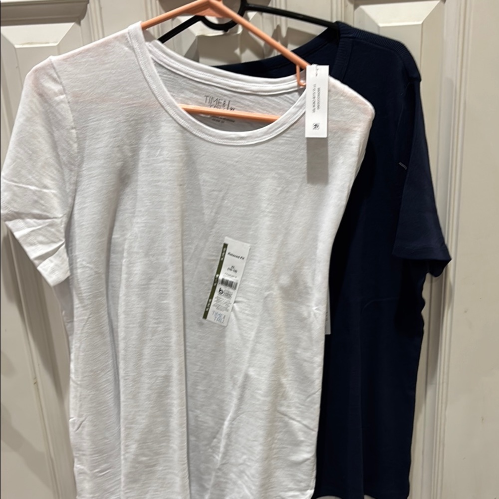 Time and Tru White and Blue Short Sleeve Tees.